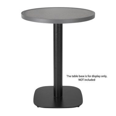 Plateau de table extérieur rond en verre trempé noir brossé bord gris 580mm - Bolero