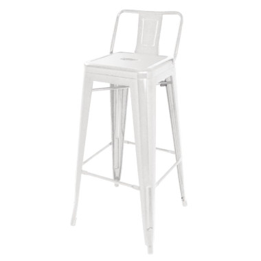 Tabouret haut Bistro en acier avec dossier blanc (lot de 4) - Bolero