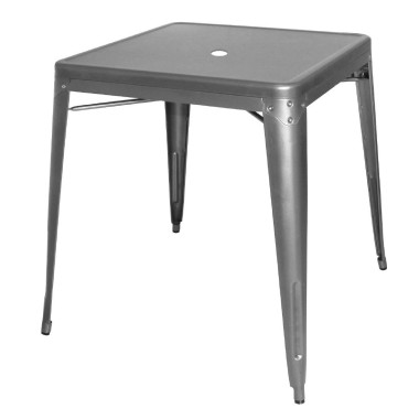 Table carrée en acier gris métallisé Bistro 668mm - Bolero