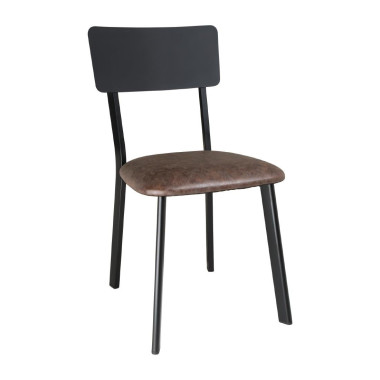 Chaises en metal assise PU moka vintage (lot de 4) - Bolero