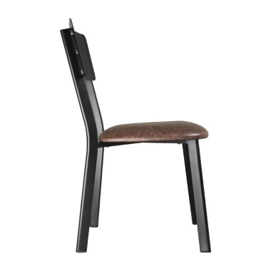 Chaises en metal assise PU moka vintage (lot de 4) - Bolero