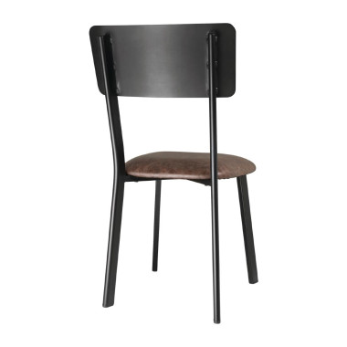 Chaises en metal assise PU moka vintage (lot de 4) - Bolero