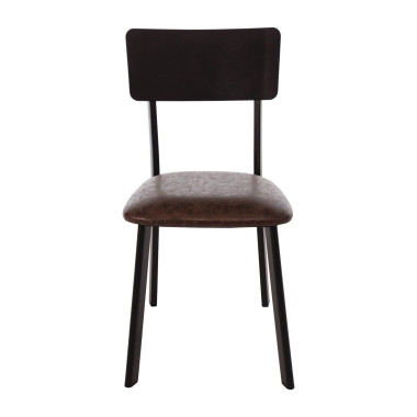 Chaises en metal assise PU moka vintage (lot de 4) - Bolero