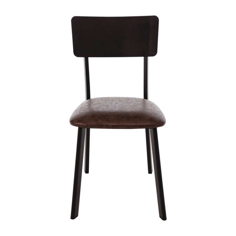 Chaises en metal assise PU moka vintage (lot de 4) - Bolero