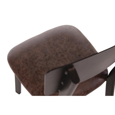 Chaises en metal assise PU moka vintage (lot de 4) - Bolero