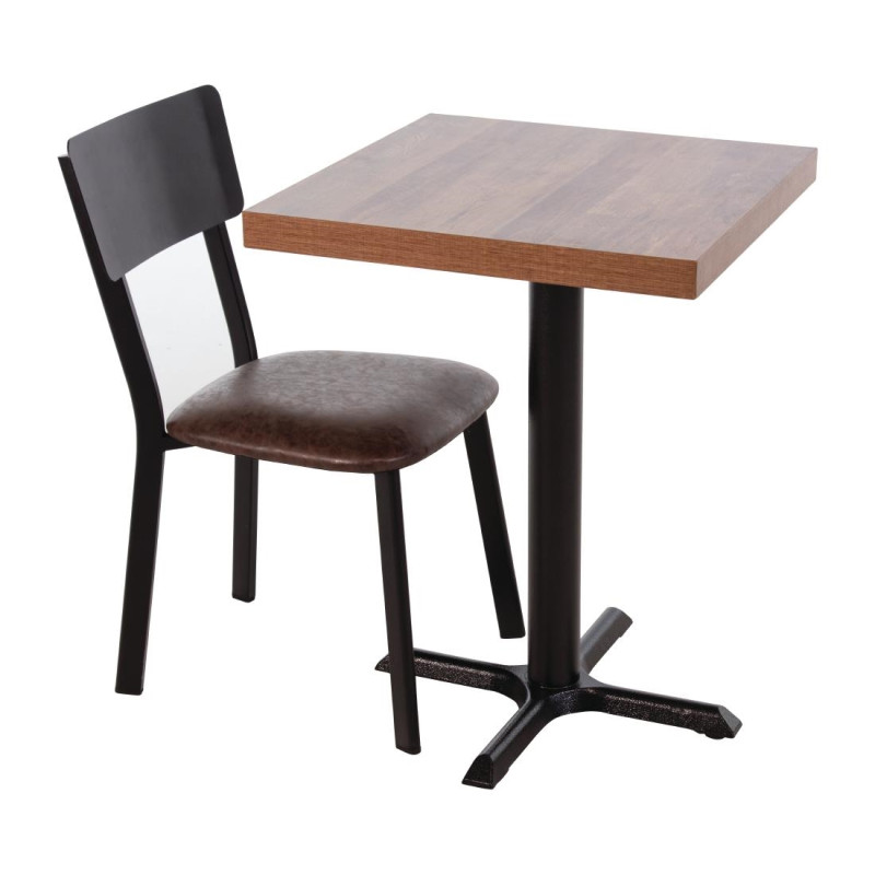 Chaises en metal assise PU moka vintage (lot de 4) - Bolero