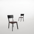 Chaises en metal assise PU moka vintage (lot de 4) - Bolero
