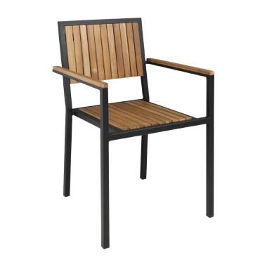 Fauteuils en acier et acacia (lot de 4) - Bolero