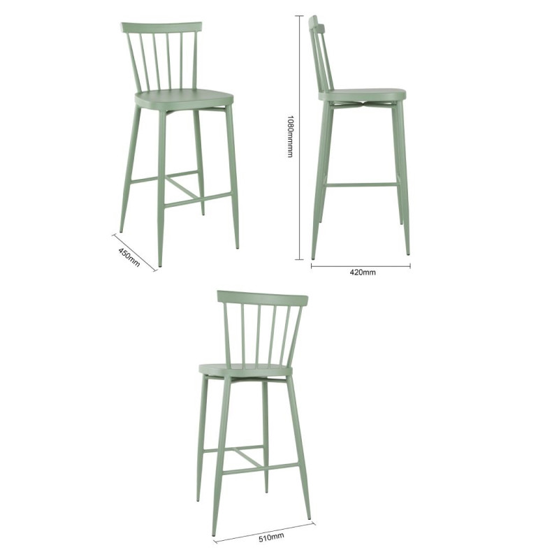Tabourets hauts en aluminium Windsor verts (lot de 2) - Bolero
