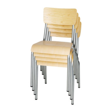 Chaises avec assise et dossier en bois Cantina galvanisées (lot de 4) - Bolero