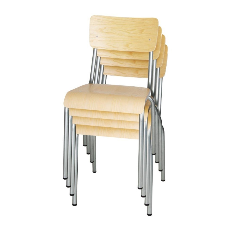 Chaises avec assise et dossier en bois Cantina galvanisées (lot de 4) - Bolero