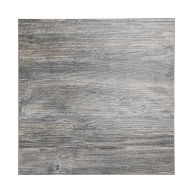 Plateau de table carré pré-percé en mélamine gris 700 mm - Bolero