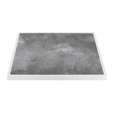 Plateau de table extérieur carré en verre trempé effet pierre foncée bord blanc 700 mm - Bolero