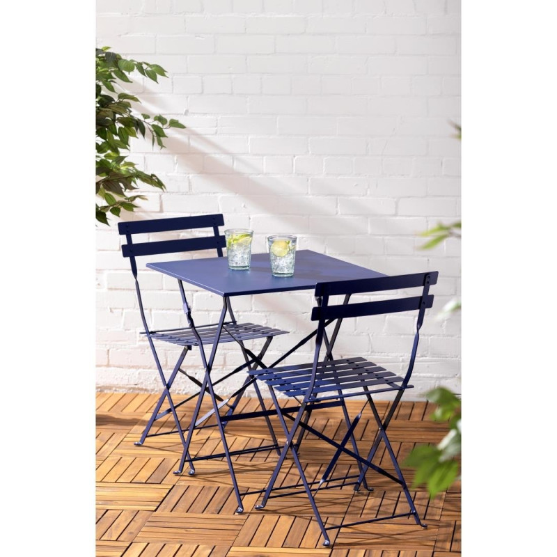 Table de terrasse carrée Perth bleu marine foncé - Bolero