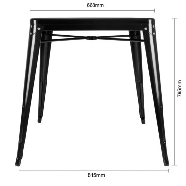 Table carrée en acier noir Bistro 668mm - Bolero