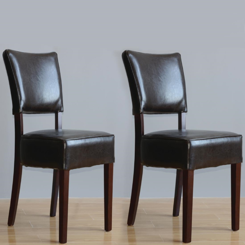 Chaises confortables en simili cuir marron foncé (Lot de 2) - Bolero