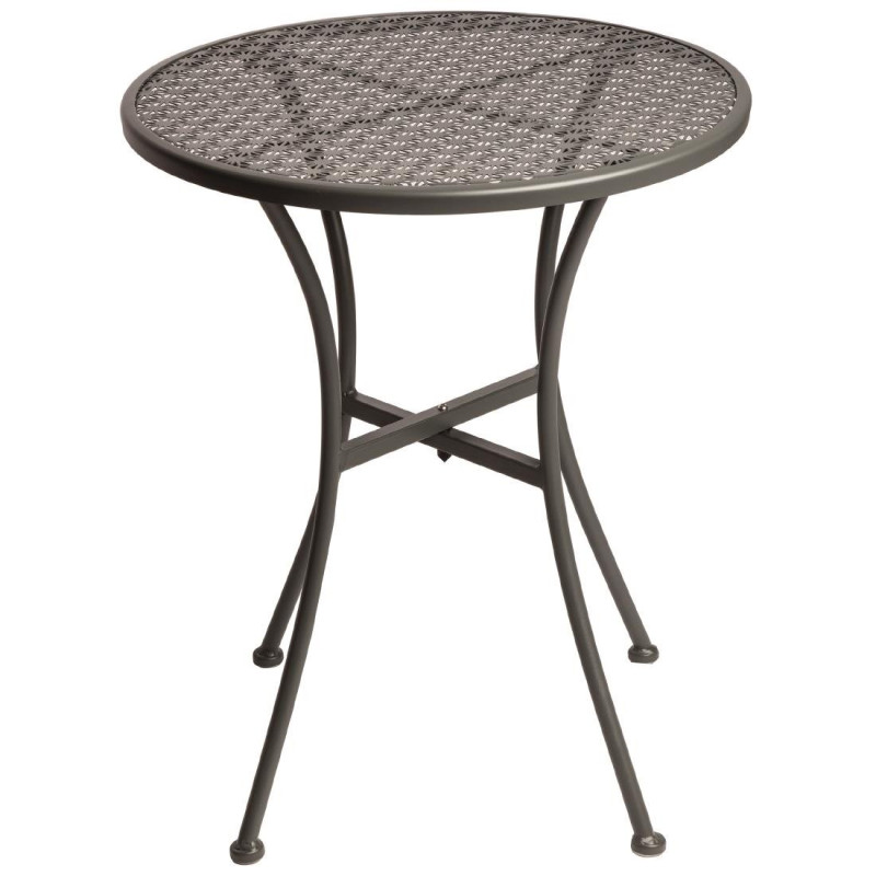 Table bistro ronde en acier ajouré grise 600mm - Bolero