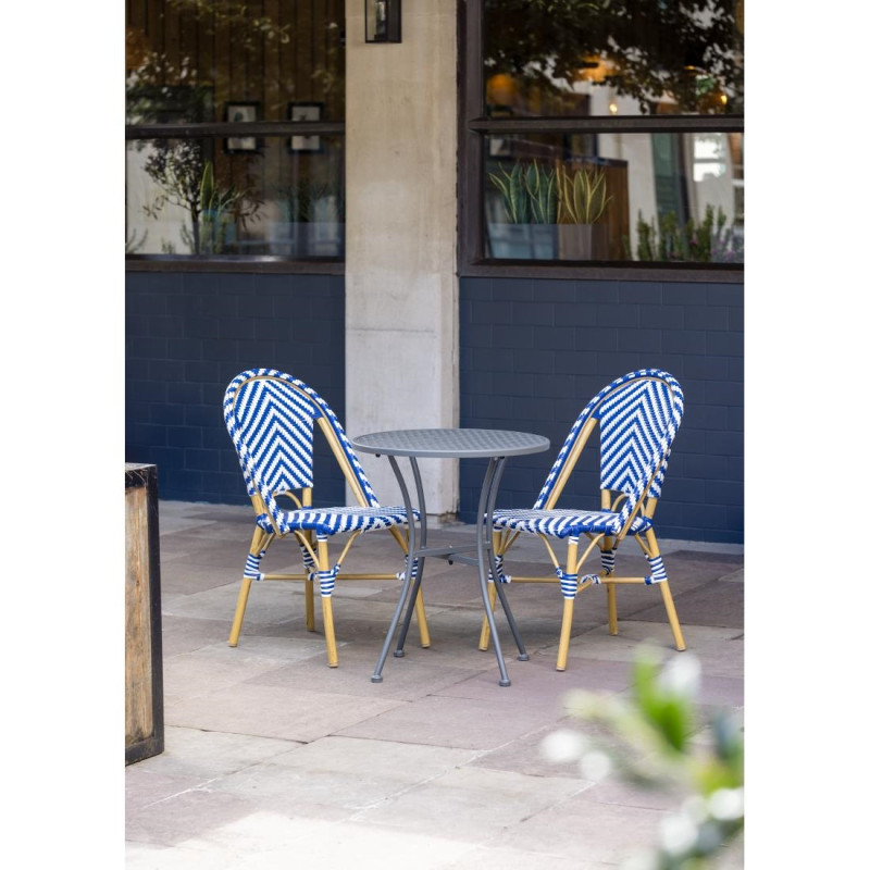 Table bistro ronde en acier ajouré grise 600mm - Bolero