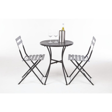 Table bistro ronde en acier ajouré noire 600mm - Bolero