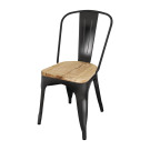Chaise en acier noir avec assise en bois Bistro (lot de 4) - Bolero