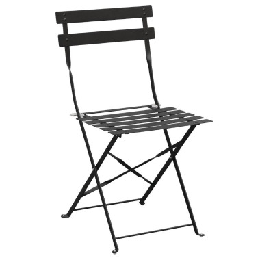 Chaises de terrasse pliantes en acier noires (Lot de 2) - Bolero