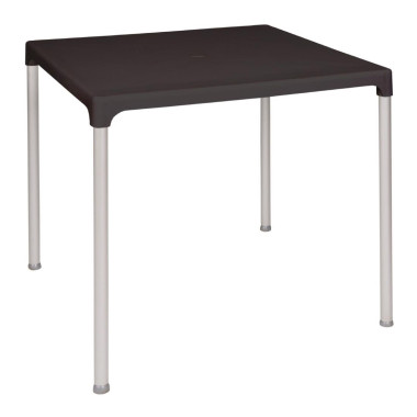 Table carrée avec pieds aluminium noire 750mm - Bolero
