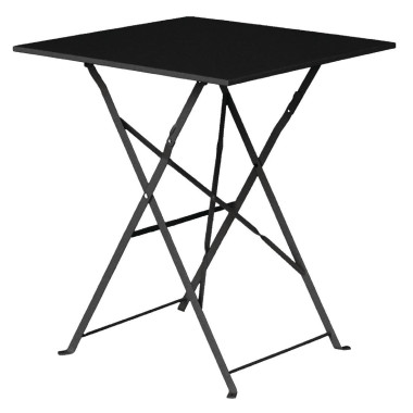 Table de terrasse carrée en acier noire 600mm - Bolero