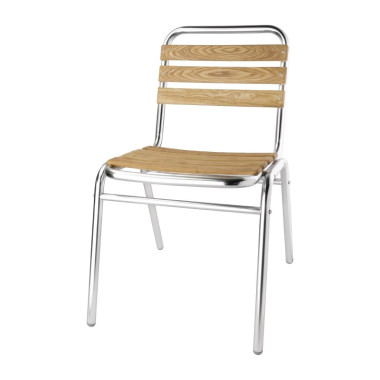 Chaises bistro frêne et aluminium (Lot de 4) - Bolero