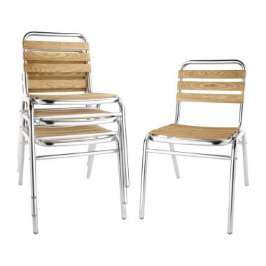 Chaises bistro frêne et aluminium (Lot de 4) - Bolero