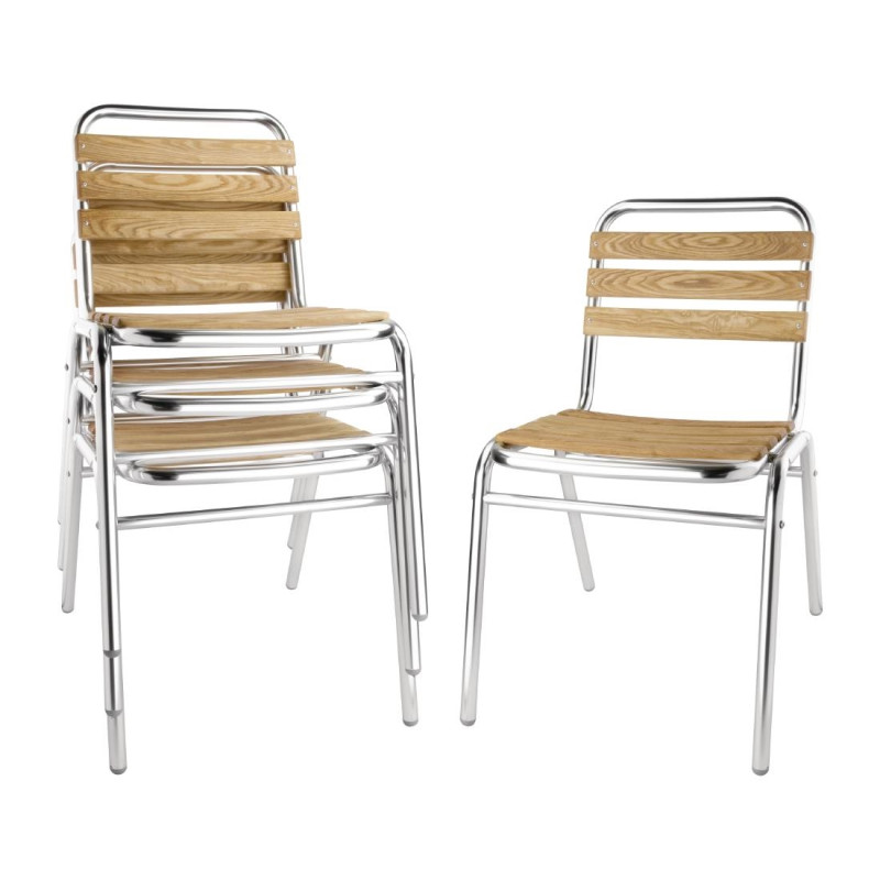 Chaises bistro frêne et aluminium (Lot de 4) - Bolero