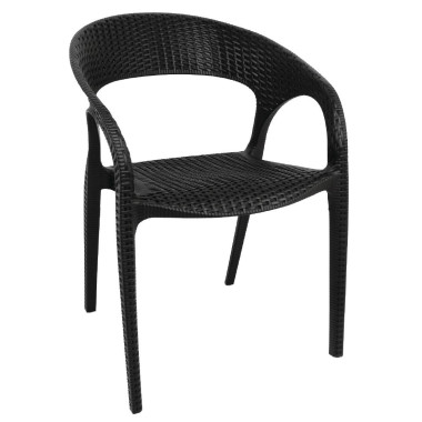 Fauteuils enveloppants en rotin PP noirs (lot de 4) - Bolero