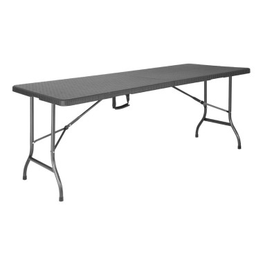 Table pliante rectangulaire en rotin PE noire - Bolero
