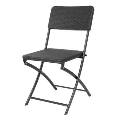 Chaises pliantes en rotin PE noires (lot de 2) - Bolero