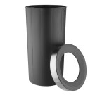 Poubelle ronde noire en polypropylène avec couvercle ouvert 60L - Bolero