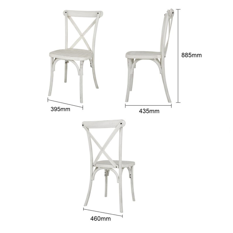 Chaises en résine à dossier croisé Manhattan blanches (lot de 4) - Bolero