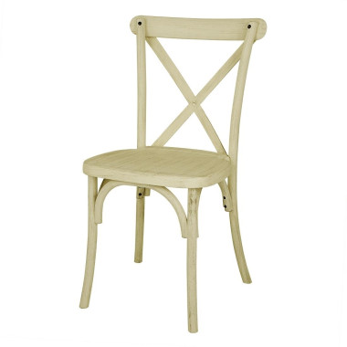 Chaises à dossier croisé en résine Manhattan effet bois naturel (lot de 4) - Bolero