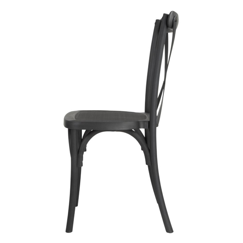 Chaises en résine à dossier croisé Manhattan noires (lot de 4) - Bolero