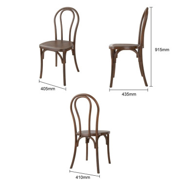 Chaises en résine style bois courbé Soho noyer (lot de 4) - Bolero