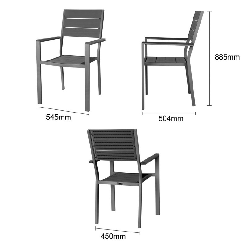 Fauteuils à lattes Valletta gris (Lot de 4) - Bolero