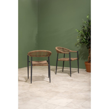 Fauteuils d'extérieur en rotin PE tressé Eden naturels (lot de 4) - Bolero