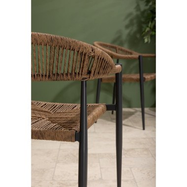Fauteuils d'extérieur en rotin PE tressé Eden naturels (lot de 4) - Bolero
