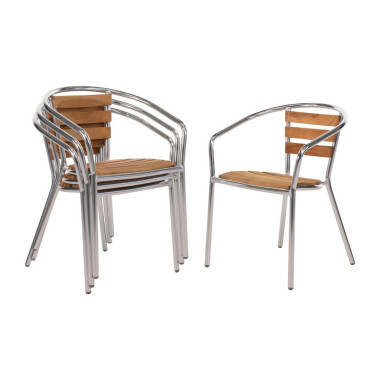 Fauteuils en frêne et aluminium 730mm (Lot de 4) - Bolero