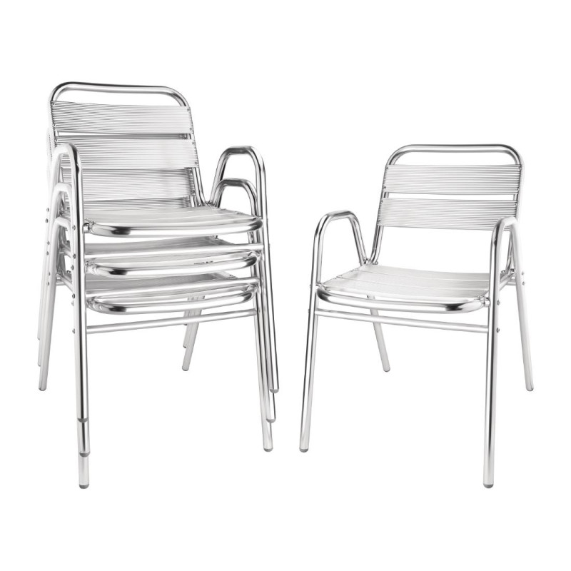 Fauteuils empilables en aluminium avec accoudoirs x4 - Bolero