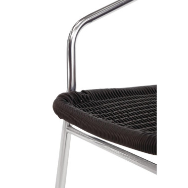 Fauteuils en rotin PE empilables noirs et aluminium (Lot de 4) - Bolero