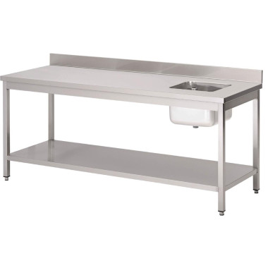 Table du chef avec bac à droite et dosseret 850x1600x700mm - Gastro M