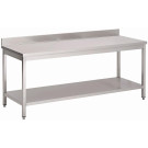 Table inox avec étagère basse et dosseret 700 x 700 x 890mm - Gastro M