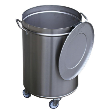 Poubelle inox avec roues et couvercle 50L - Gastro M