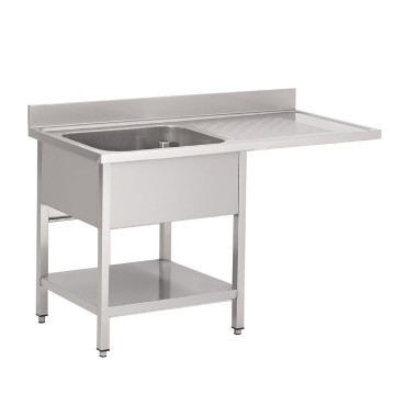 Plonge inox avec étagère basse et emplacement lave-vaisselle 1 bac à gauche 120 x 70 x 85 cm - Gastro M