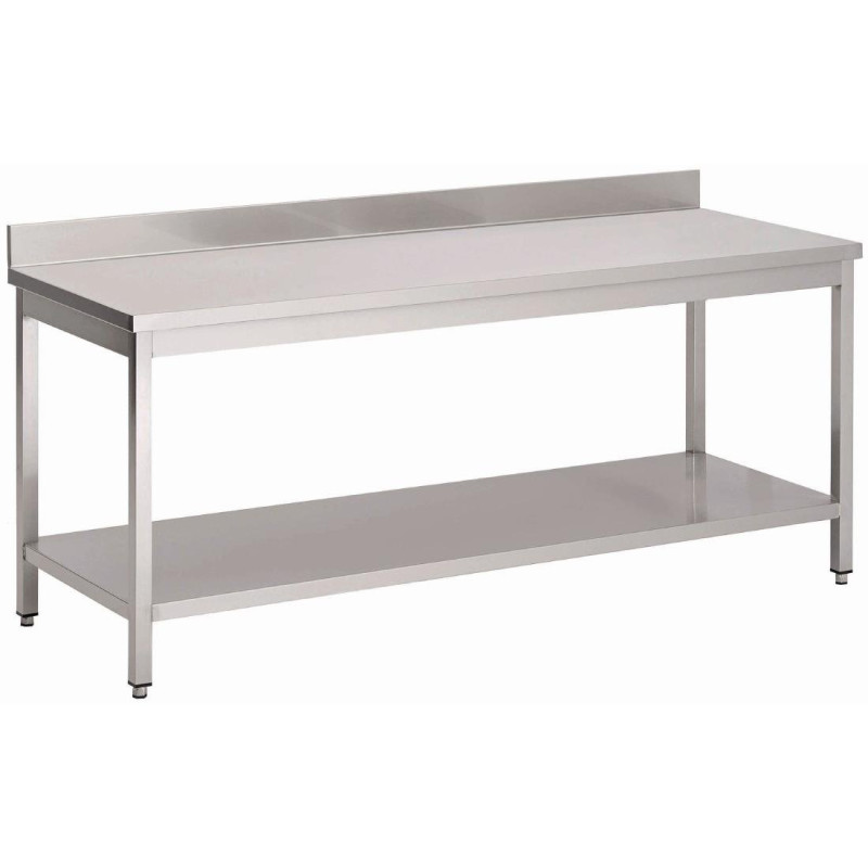 Table inox avec dosseret et étagère basse 1200 x 600 x 850mm - Gastro M