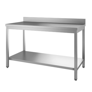 Table de préparation inox 304 avec étagère basse et dosseret 89x200x70cm - Gastro M